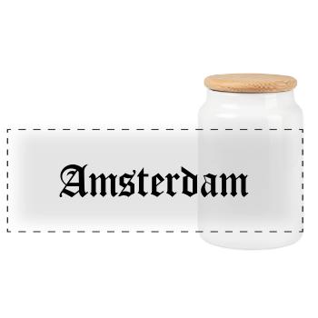 Amsterdam - Boîte à biscuits avec couvercle en bois - blanc - Devant