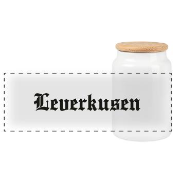 Leverkusen - Panorama Keksdose mit Holzdeckel - Weiß - Vorne