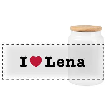 J'aime Lena 1 - Boîte à biscuits avec couvercle en bois - blanc - Devant