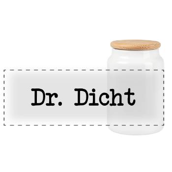 Lustiges Alkohol T-Shirt, Dr. Dicht - Panorama Keksdose mit Holzdeckel - Weiß - Vorne