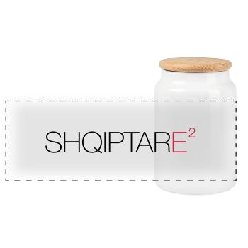 SHQIPTARE - Panoramic Cookie Jar with Wooden Lid - white - Front
