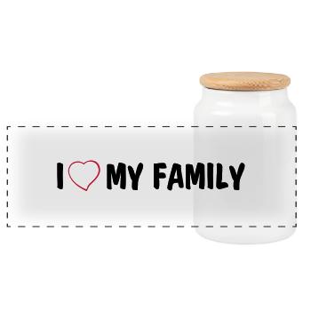 I love my family - Panorama Keksdose mit Holzdeckel - Weiß - Vorne