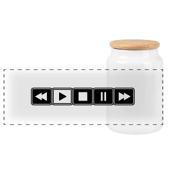 Music player - Panoramic Cookie Jar with Wooden Lid - white - Front