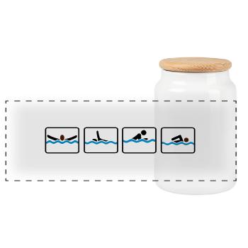 swimming - Panorama Keksdose mit Holzdeckel - Weiß - Vorne