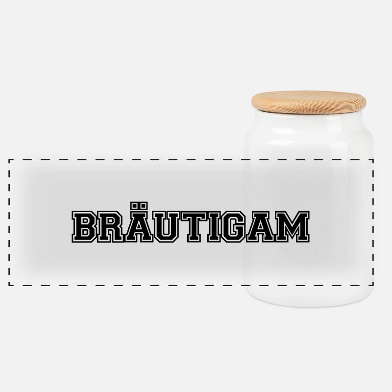Bräutigam - Panorama Keksdose mit Holzdeckel - Weiß