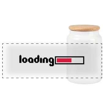 loading 8 bit pixel retro old games computer load - Panoramic Cookie Jar with Wooden Lid - white - Front