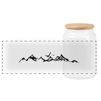 MONTAGNES Paysage Silhouette Panorama - Boîte à biscuits avec couvercle en bois - blanc - Devant