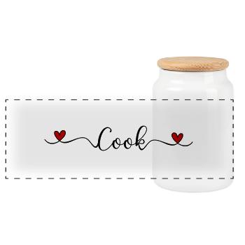 Cuire - Boîte à biscuits avec couvercle en bois - blanc - Devant
