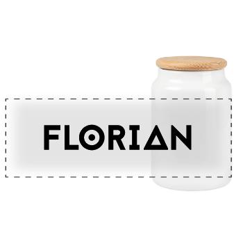 First name Florian - Panoramic Cookie Jar with Wooden Lid - white - Front