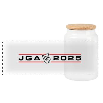 JGA 2025 Junggesellen Party - Panorama Keksdose mit Holzdeckel - Weiß - Vorne