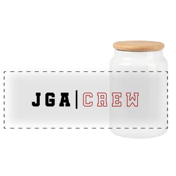 JGA Crew Junggesellenabschied - Panorama Keksdose mit Holzdeckel - Weiß - Vorne