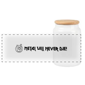 Metal will never die - Panorama Keksdose mit Holzdeckel - Weiß - Vorne