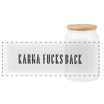 Karma Fucks Back - Shadow straight - Panorama Keksdose mit Holzdeckel - Weiß - Vorne