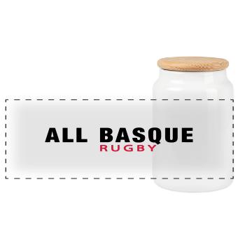ALL BASQUE rugby v1 (2c) - Panoramic Cookie Jar with Wooden Lid - white - Front