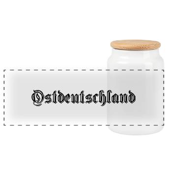 East Germany - Panoramic Cookie Jar with Wooden Lid - white - Front