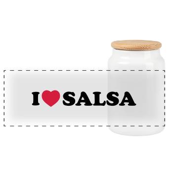 I love salsa - Boîte à biscuits avec couvercle en bois - blanc - Devant
