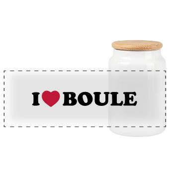I love boule - Boîte à biscuits avec couvercle en bois - blanc - Devant