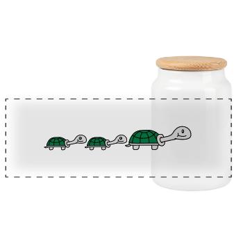 Cute Turtle Family - Boîte à biscuits avec couvercle en bois - blanc - Devant