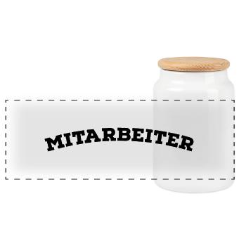 MITARBEITER - Panorama Keksdose mit Holzdeckel - Weiß - Vorne
