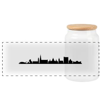 Skyline - Hannover - Panorama Keksdose mit Holzdeckel - Weiß - Vorne