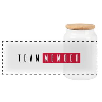 team member - Panoramic Cookie Jar with Wooden Lid - white - Front