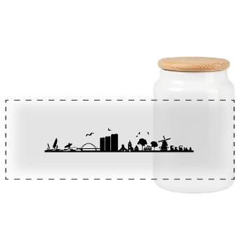 Skyline - Küste Fehmarn - Panorama Keksdose mit Holzdeckel - Weiß - Vorne