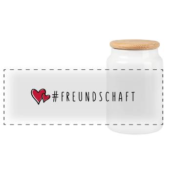 freundschaft herzen - Panorama Keksdose mit Holzdeckel - Weiß - Vorne