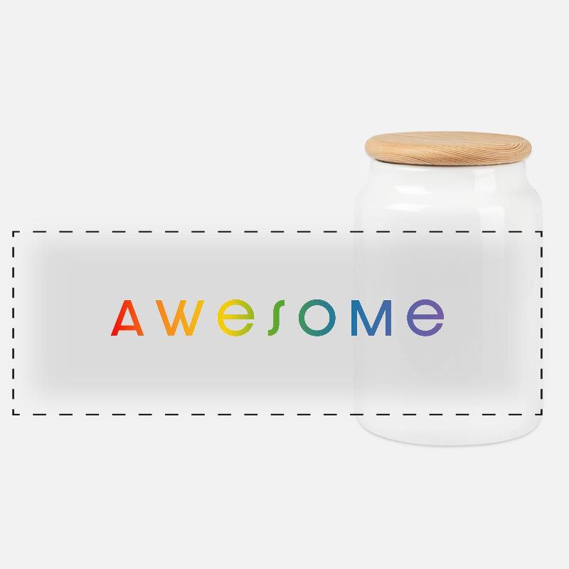 awesome regenbogen black shirt - Panorama Keksdose mit Holzdeckel - Weiß
