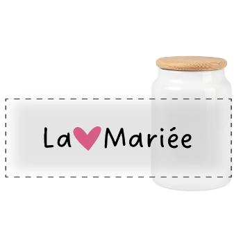 la mariée cœur rose - Boîte à biscuits avec couvercle en bois - blanc - Devant