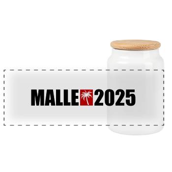 Malle 2025 Palme Urlaub - Panorama Keksdose mit Holzdeckel - Weiß - Vorne