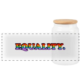 GLEICHBERECHTIGUNG - Regenbogentext - LGBT Pride Monat - Panorama Keksdose mit Holzdeckel - Weiß - Vorne