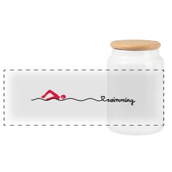love swimming - Panorama Keksdose mit Holzdeckel - Weiß - Vorne