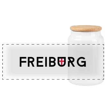 freiburg - Panorama Keksdose mit Holzdeckel - Weiß - Vorne