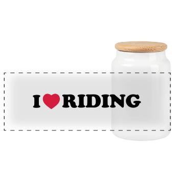 i love riding - Panorama Keksdose mit Holzdeckel - Weiß - Vorne