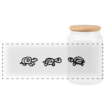 3 tortues - Boîte à biscuits avec couvercle en bois - blanc - Devant