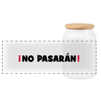 No Pasaran - They shall not pass! - Panoramic Cookie Jar with Wooden Lid - white - Front