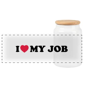 I love my job - Boîte à biscuits avec couvercle en bois - blanc - Devant