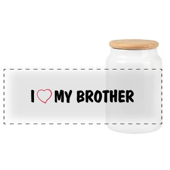 I love my brother - Boîte à biscuits avec couvercle en bois - blanc - Devant