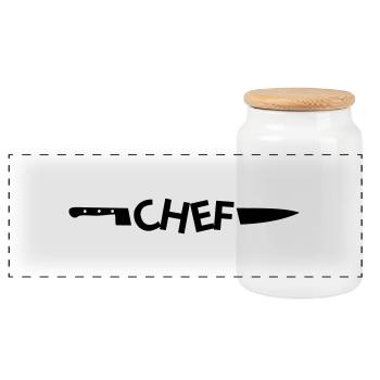 Chef couteau - Boîte à biscuits avec couvercle en bois - blanc - Devant
