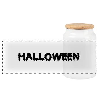 Halloween - Boîte à biscuits avec couvercle en bois - blanc - Devant