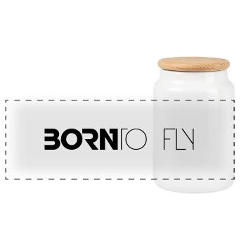 Né à voler Heli Design - Boîte à biscuits avec couvercle en bois - blanc - Devant