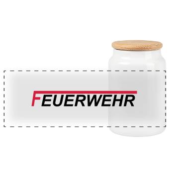 Feuerwehr langes F 2 farbig - Panorama Keksdose mit Holzdeckel - Weiß - Vorne