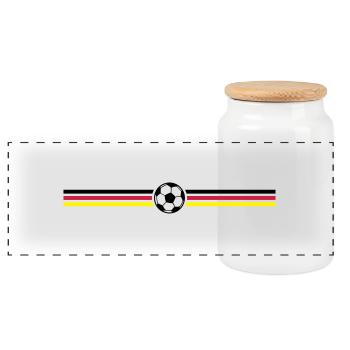 fussball streifen deutschland - Panorama Keksdose mit Holzdeckel - Weiß - Vorne