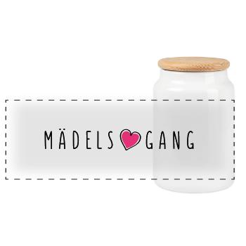 maedels herz gang - Panorama Keksdose mit Holzdeckel - Weiß - Vorne