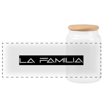 La Familia Design Familie Mafia - Panorama Keksdose mit Holzdeckel - Weiß - Vorne