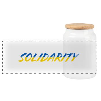 Solidarity ukraine - Panorama Keksdose mit Holzdeckel - Weiß - Vorne