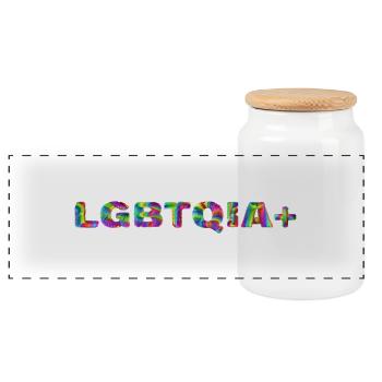 LGBTQI 3 - Panoramic Cookie Jar with Wooden Lid - white - Front