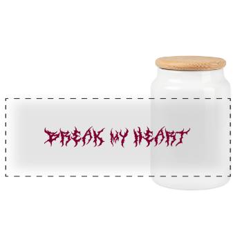 break my heart - Panoramic Cookie Jar with Wooden Lid - white - Front