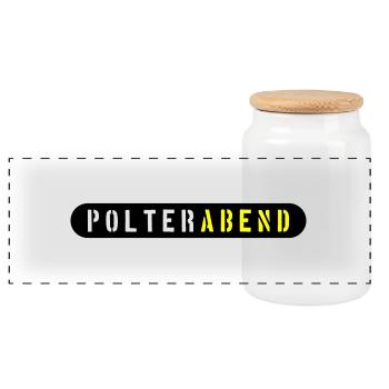 Polterabend Polterhochzeit - Panorama Keksdose mit Holzdeckel - Weiß - Vorne
