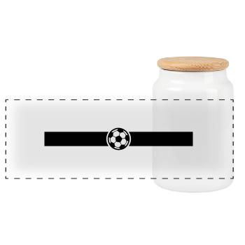 Soccer Ball Line - Panoramic Cookie Jar with Wooden Lid - white - Front